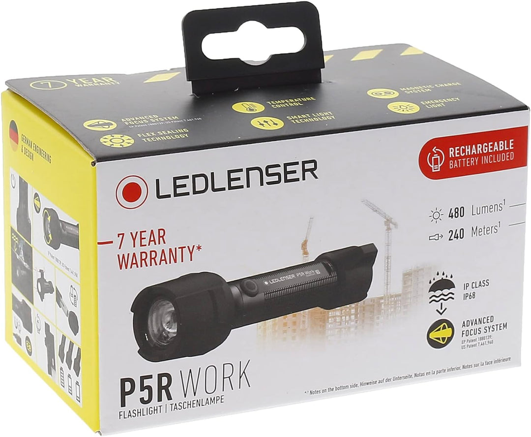Ledlenser P5R Work Robust Taschenlampe LED, Arbeitslampe, aufladbar 14500 Lithium Akku, wasserdicht