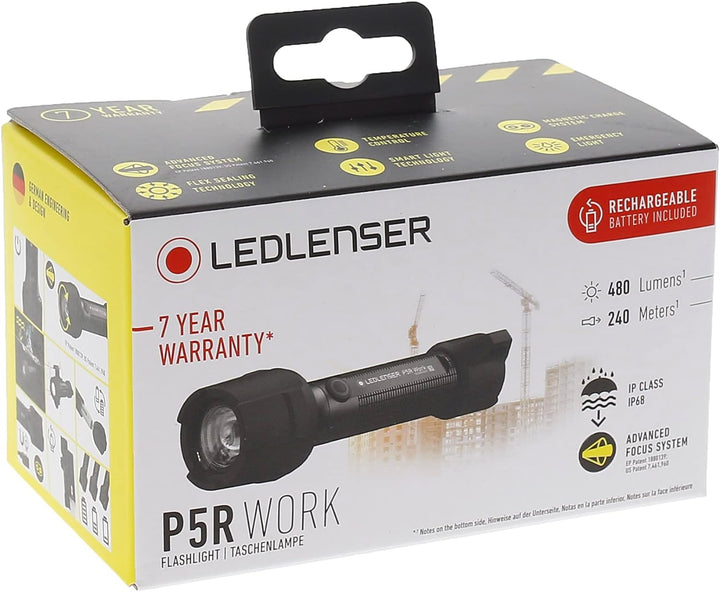 Ledlenser P5R Work Robust Taschenlampe LED, Arbeitslampe, aufladbar 14500 Lithium Akku, wasserdicht