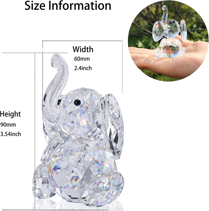 H&D Niedliche Elefanten-Figur, aus geschliffenem Glas, Ornament, Tier-Sammelstück Transparent, Trans