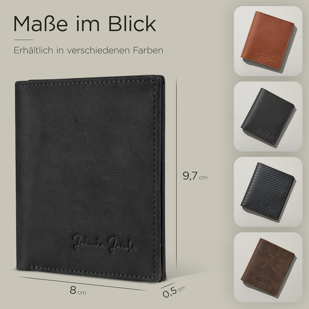 Jaimie Jacobs SLIMSTAR Geldbeutel dünne Geldbörse echtes Leder Slim Wallet Hochformat RFID-Schutz He