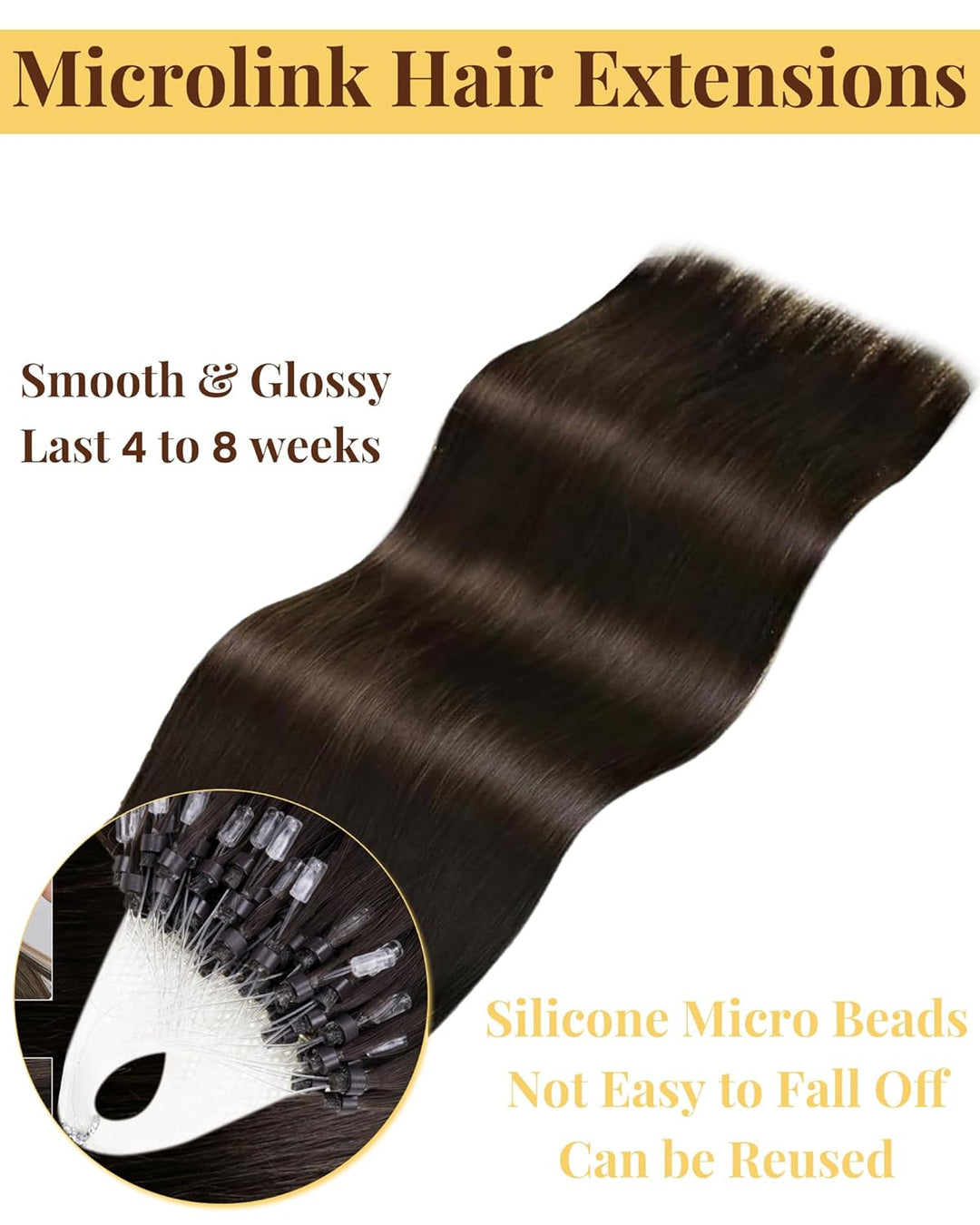Hetto Microring Echthaar Extensions Dunkelstes Braun Echthaar Micro Ring Extensions Remy Microring E