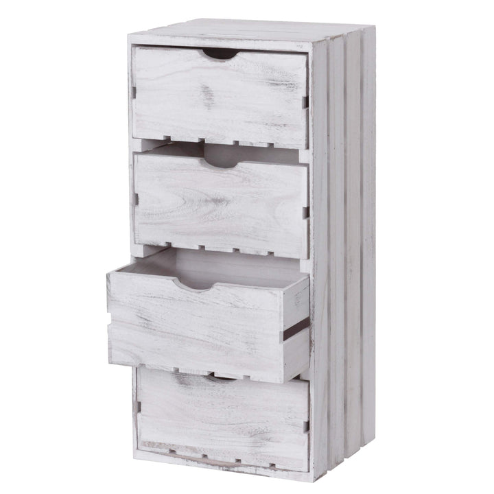Mendler Kommode HWC-C62, Schubladenkommode Holzkiste, Shabby-Look Vintage, 4 Schubladen 70x32x26cm -