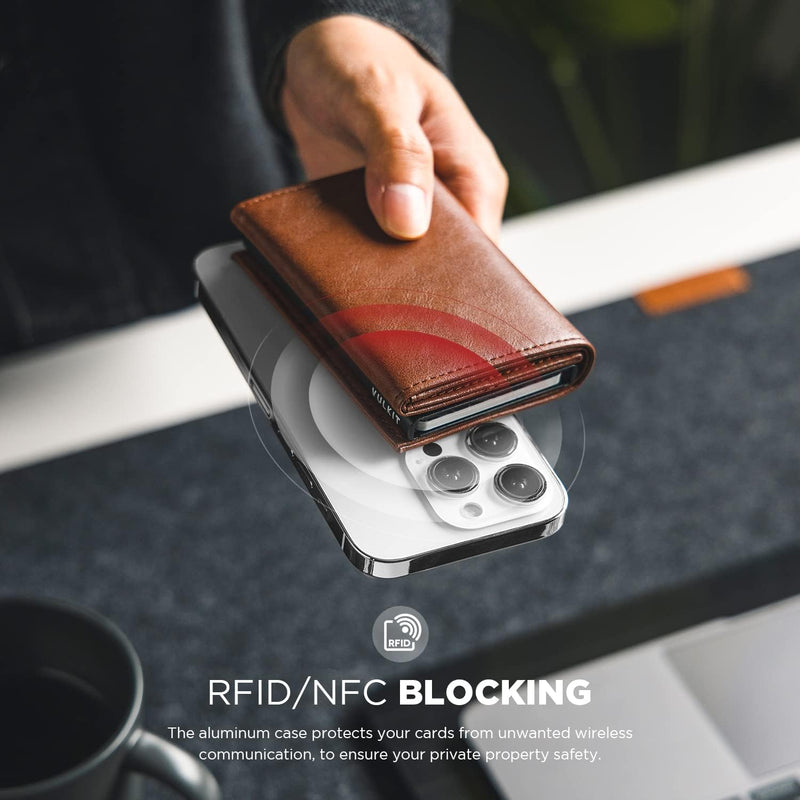 VULKIT Kreditkartenetui für Herren, Pop-up-Kartenetui, RFID-blockierendes Leder-Kartenetui mit Gelds
