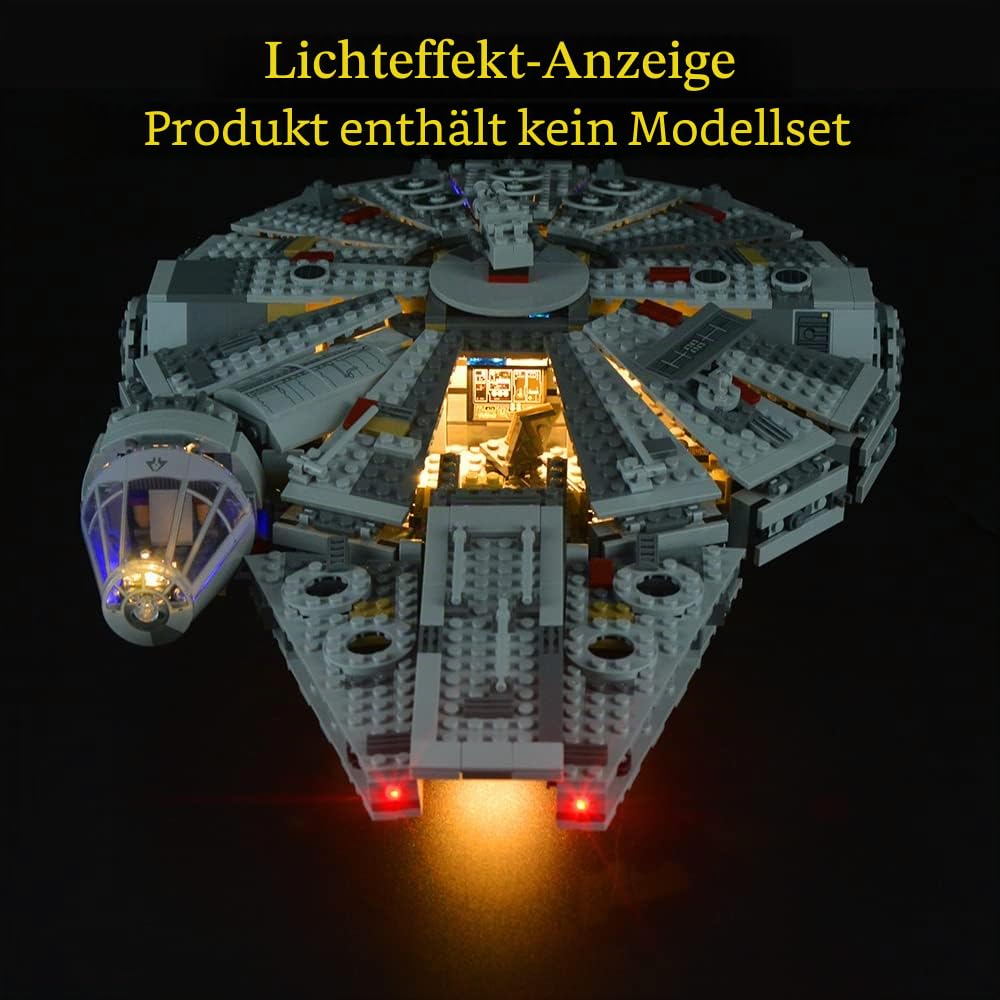 GEAMENT LED Licht-Set Kompatibel mit Lego Millennium Falcon - Beleuchtungsset für Star Wars 75105 Ba