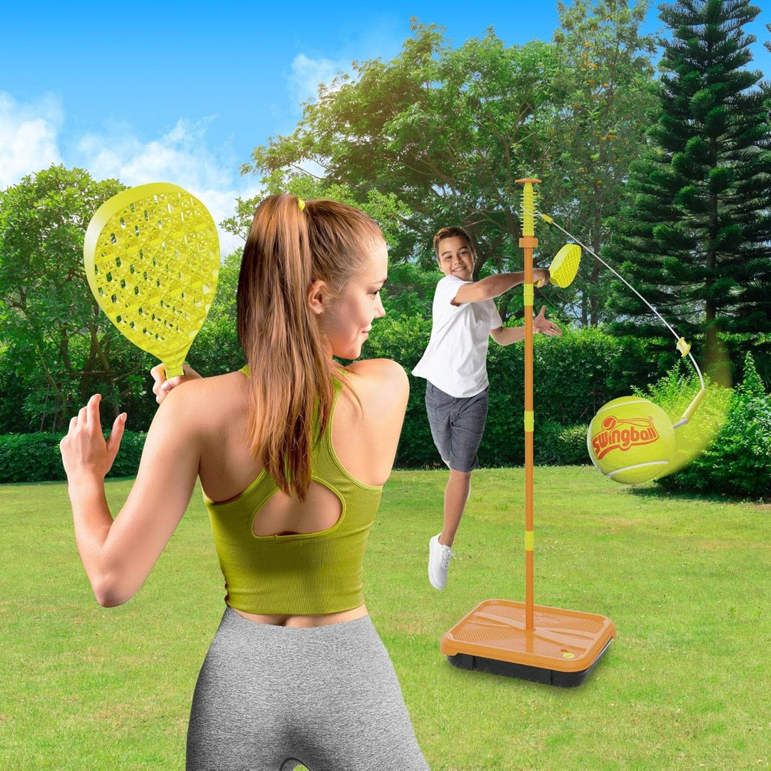 Swingball Turnier | Tennisballspiele mit Stahlmast verstellbar bis 180 cm | 2 Schläger in Padeloptik