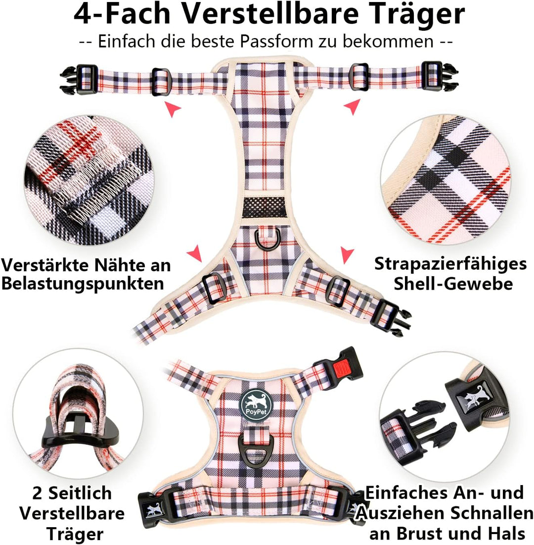 PoyPet Keine Pull Hundegeschirr Front Reflektierende Pet Weste für Hunde mit Einfache Kontrolle Grif
