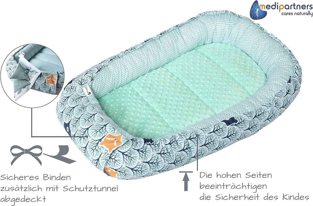 Medi Partners Babynest Kuschelnest Babynestchen 100% Baumwolle Nestchen Reisebett für Babys Säugling
