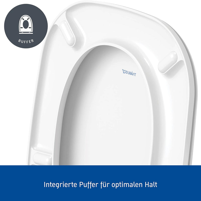 Duravit WC-Sitz D-Code, Toilettendeckel aus Urea-Duroplast, Klodeckel mit Edelstahl Scharnieren, Wei