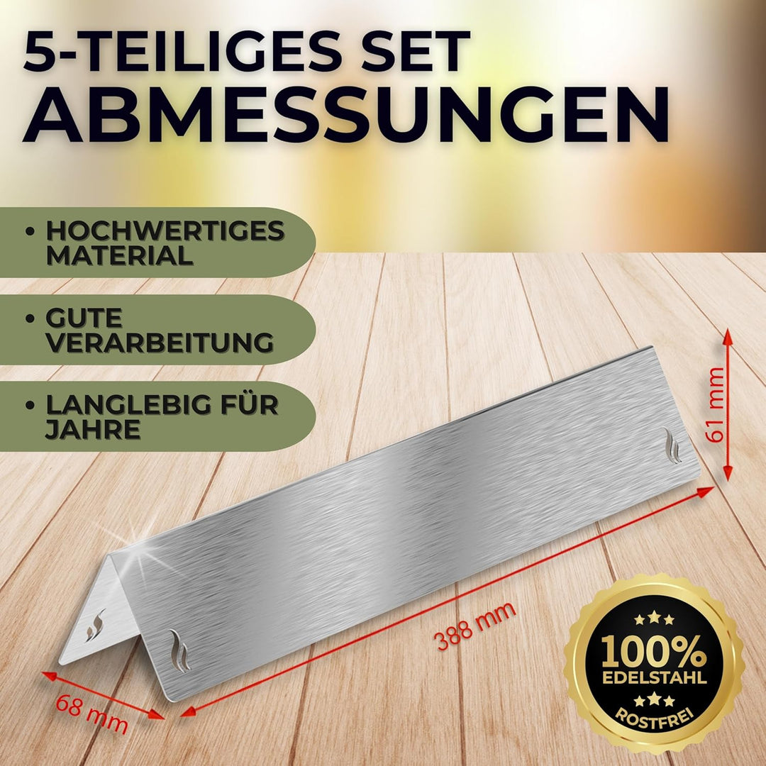 Aromaschienen & Brennerabdeckung für Weber Spirit 310/320/330 ab 2013 | Edelstahl 5er Set – passend