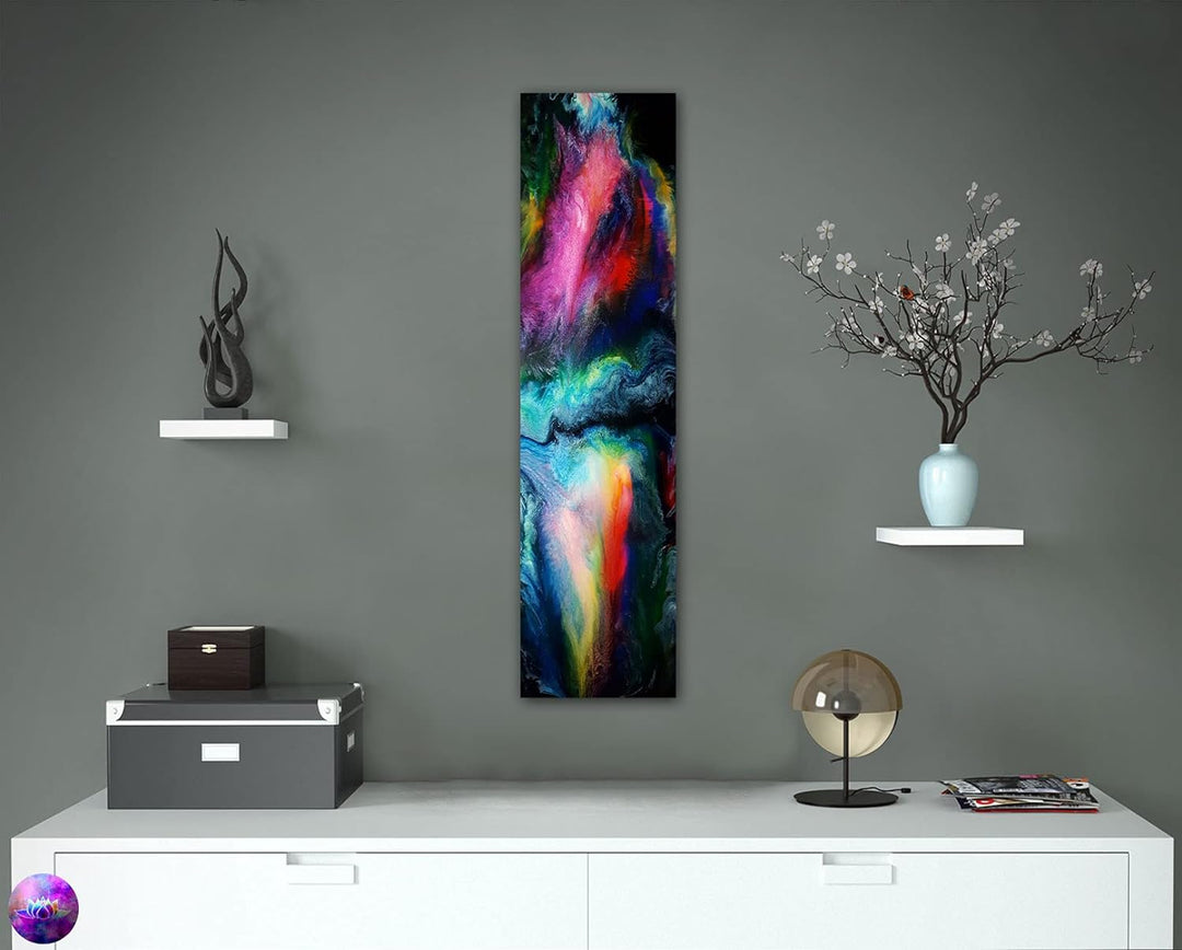 Bild auf Metall - 25 cm x 100 cm Moderne Kunst abstrakt - Kunstdruck auf leuchtend glänzenden Alumin