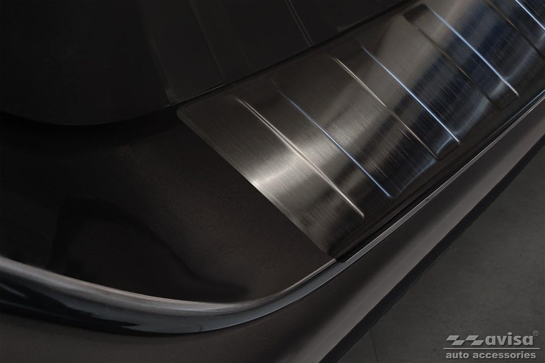 Avisa Schwarz Edelstahl Heckstossstangenschutz kompatibel mit Subaru Outback (BT) 2020- &