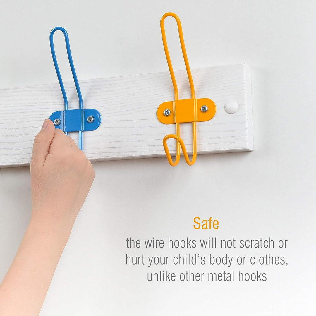 Kleiderhaken 2er Set - Mattweiss - 4 Metallhaken - 43,5x7,5 cm - Kinderzimmer Garderobe mit Farbigen