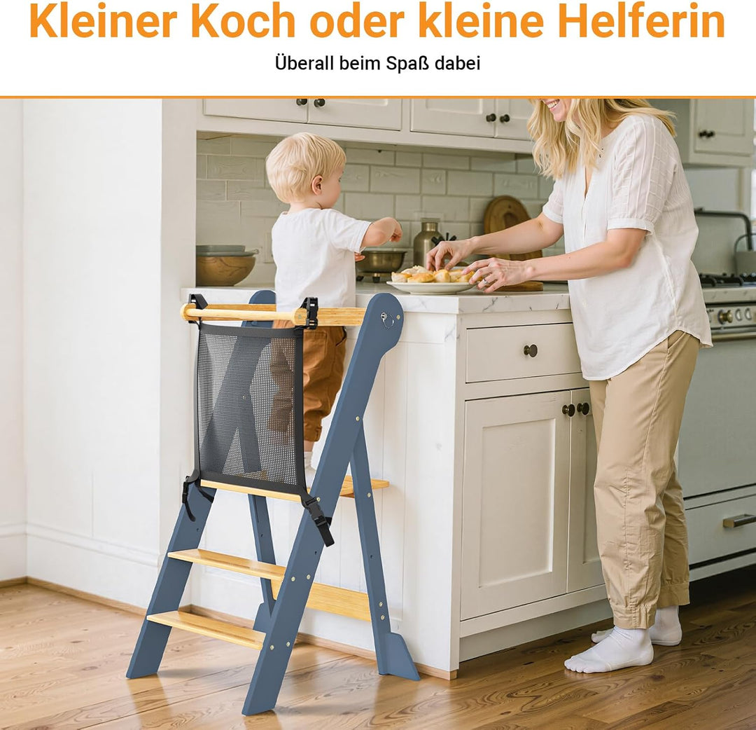 COSYLAND Montessori Lernturm ab 1 Jahr klappbar – Höhenverstellbarer Kinder Lernturm | Faltbarer Mon
