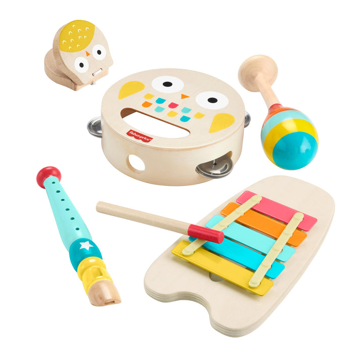Fisher-Price Musik-Geschenkset für Kleinkinder mit Tierspielzeug-Instrumenten, 6 Holzteile für Kinde