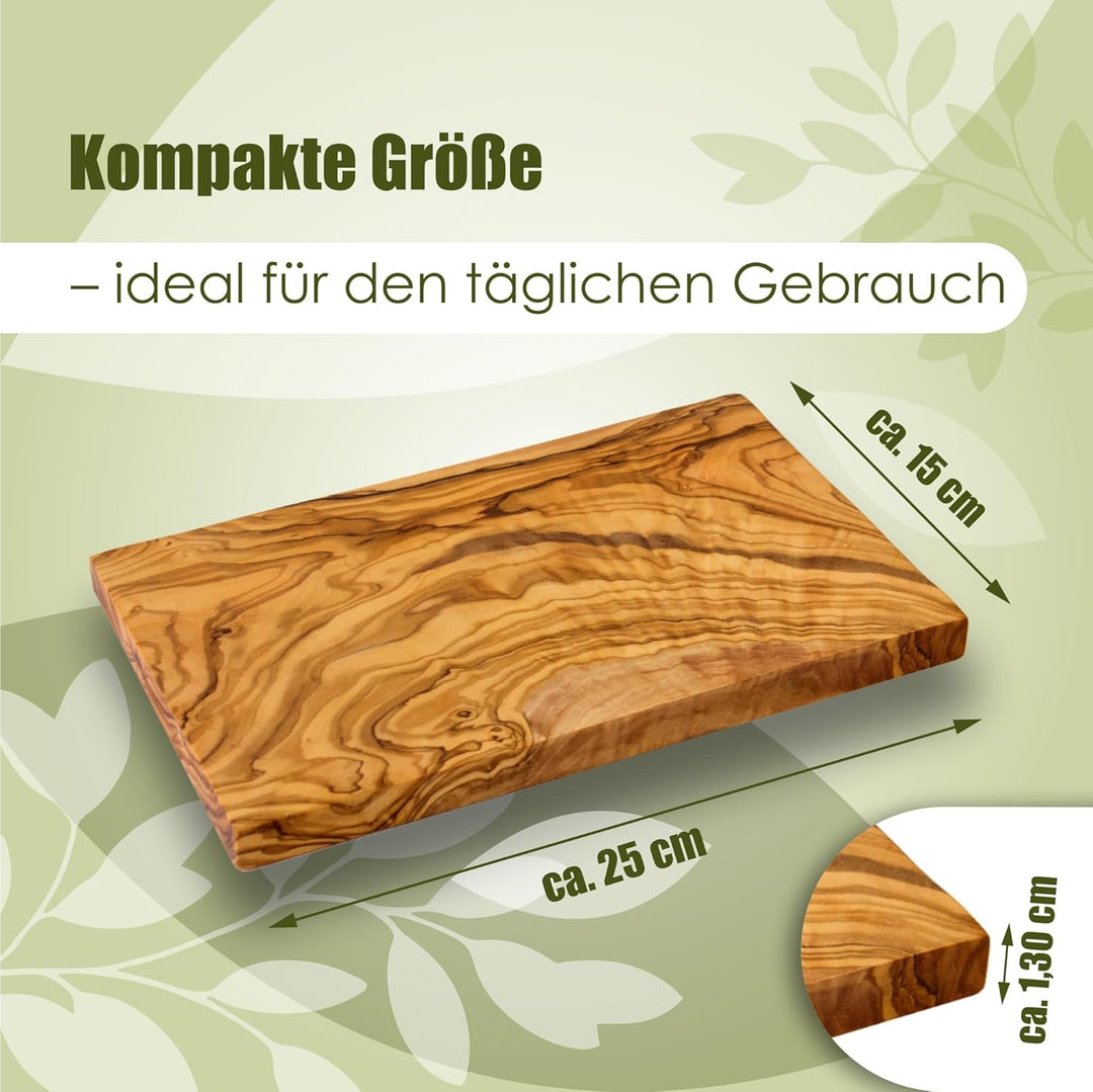 NATUREHOME massives Echtholz Schneidebrett Olivenholz ca. 25 x 15 x 1,3 cm ökologisch & nachhaltig 2