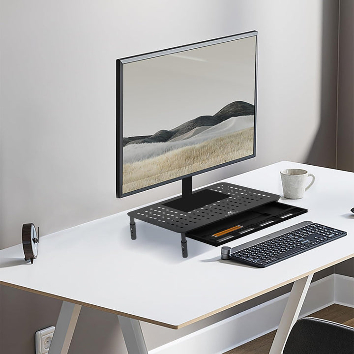 Maclean MC-946 Ergonomischer Monitor-/Laptop-Ständer mit Schublade, 13-32 Zoll Bildschirmgrösse, Höh