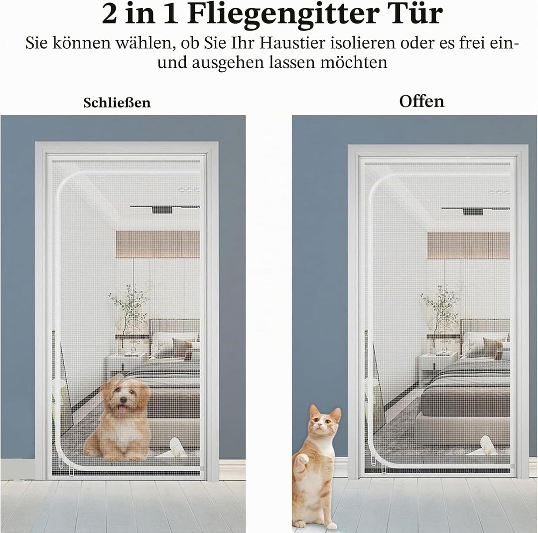 Katzengittertür, iFCOW Kratzfeste Gittertür für Katzen mit Reissverschluss Verhindert, DASS Welpen K