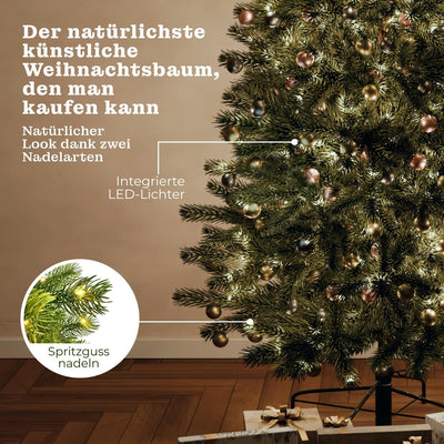 BoomDing Weihnachtsbaum mit Beleuchtung - 100% Spritzguss - 180 cm hoch mit 350 LED - naturgetreuer