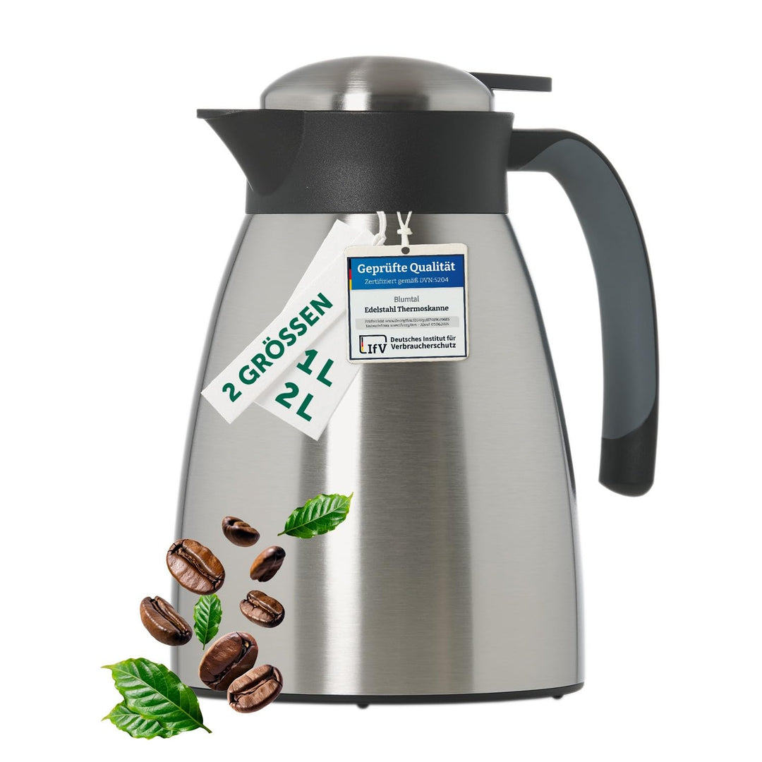 Blumtal Thermoskanne 1l - BPA-freie Teekanne mit Quick Tip Verschluss - auslaufsichere Kaffeekanne t