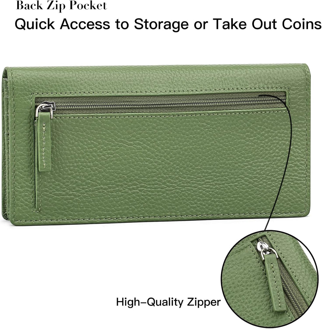 SENDEFN Dünne Geldbörse Damen, Echtes Leder Klein Portemonnaie Damen, RFID Schutz Dünn Clutch für Fr