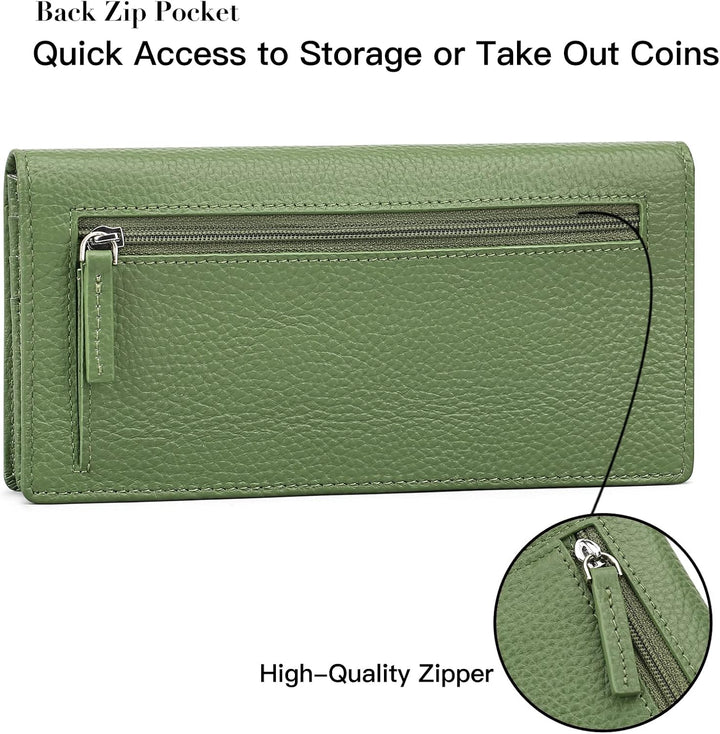 SENDEFN Dünne Geldbörse Damen, Echtes Leder Klein Portemonnaie Damen, RFID Schutz Dünn Clutch für Fr