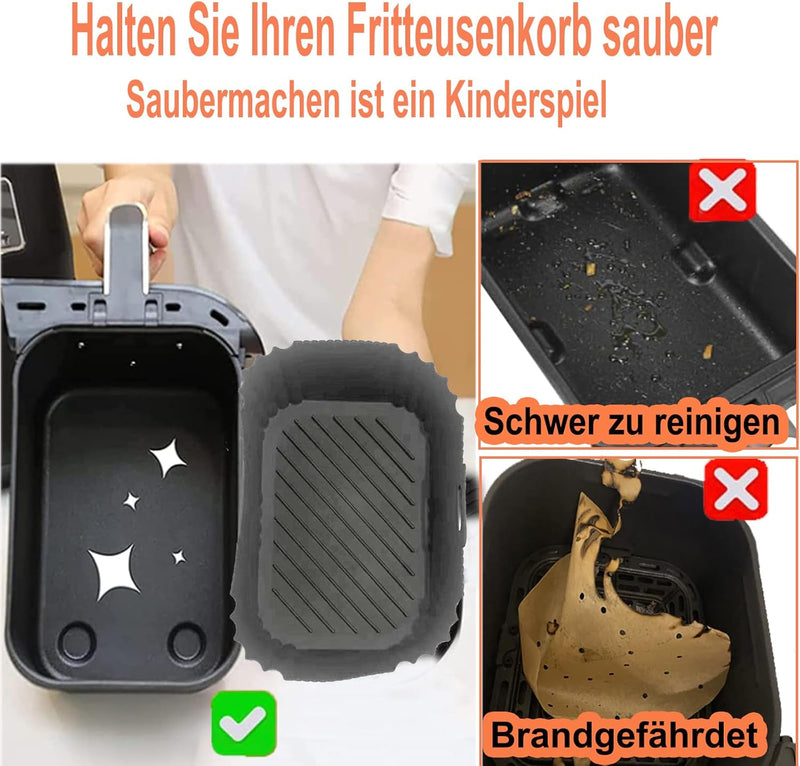 Dual Zone Heissluftfritteusen Zubehör, Airfryer Zubehörset Mit Silikonform Pot Kompatibel für Ninja