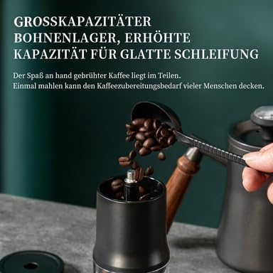 Manuelle Kaffeemühle, Tragbare Kaffeemühle mit konischem Keramik-Lockenwickler, Kapazität 30 g, Geei