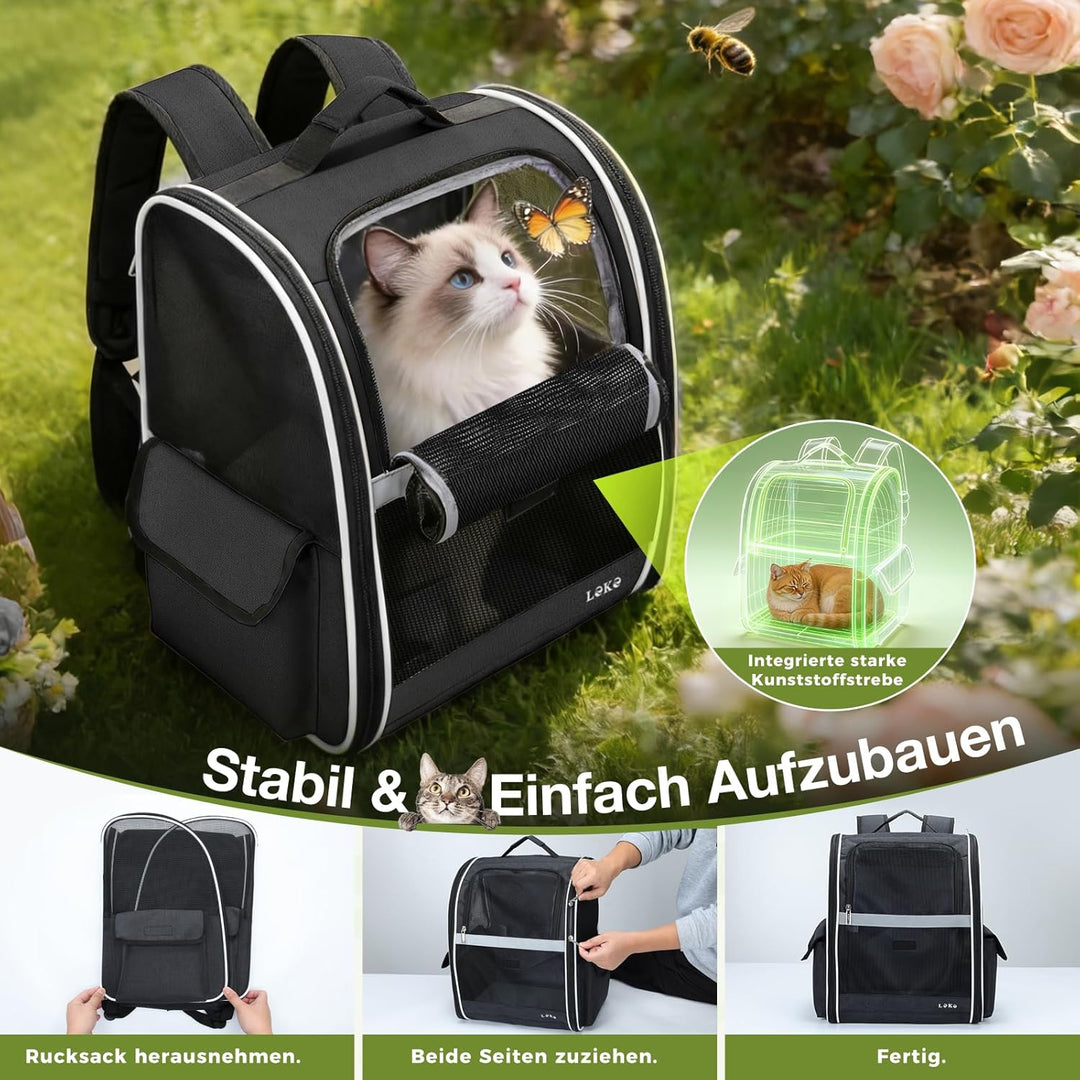 Lekesky Katzen Rucksack Hunderucksack für Mittel/Kleine Haustiere(2-8KG), KatzenRucksack mit Netzfen
