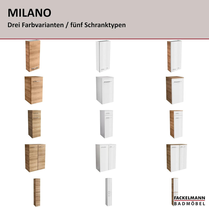 FACKELMANN Milano Midischrank mit Tür und Schublade – Schrank für Badezimmer (30,5 cm x 83 cm x 32 c