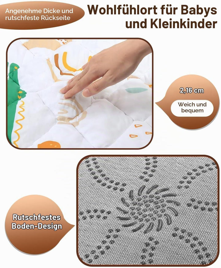 Krabbeldecke Für Baby 127 x 127CM, Krabbelmatte Baby Faltbar, Weich und Rutschfest Spielmatte Baby,