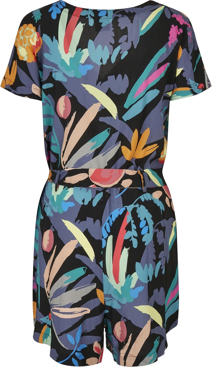 Urban Classics Damen Ladies Short Viscose Belt Jumpsuit T-Shirt 3XL Blackfruity, 3XL Blackfruity