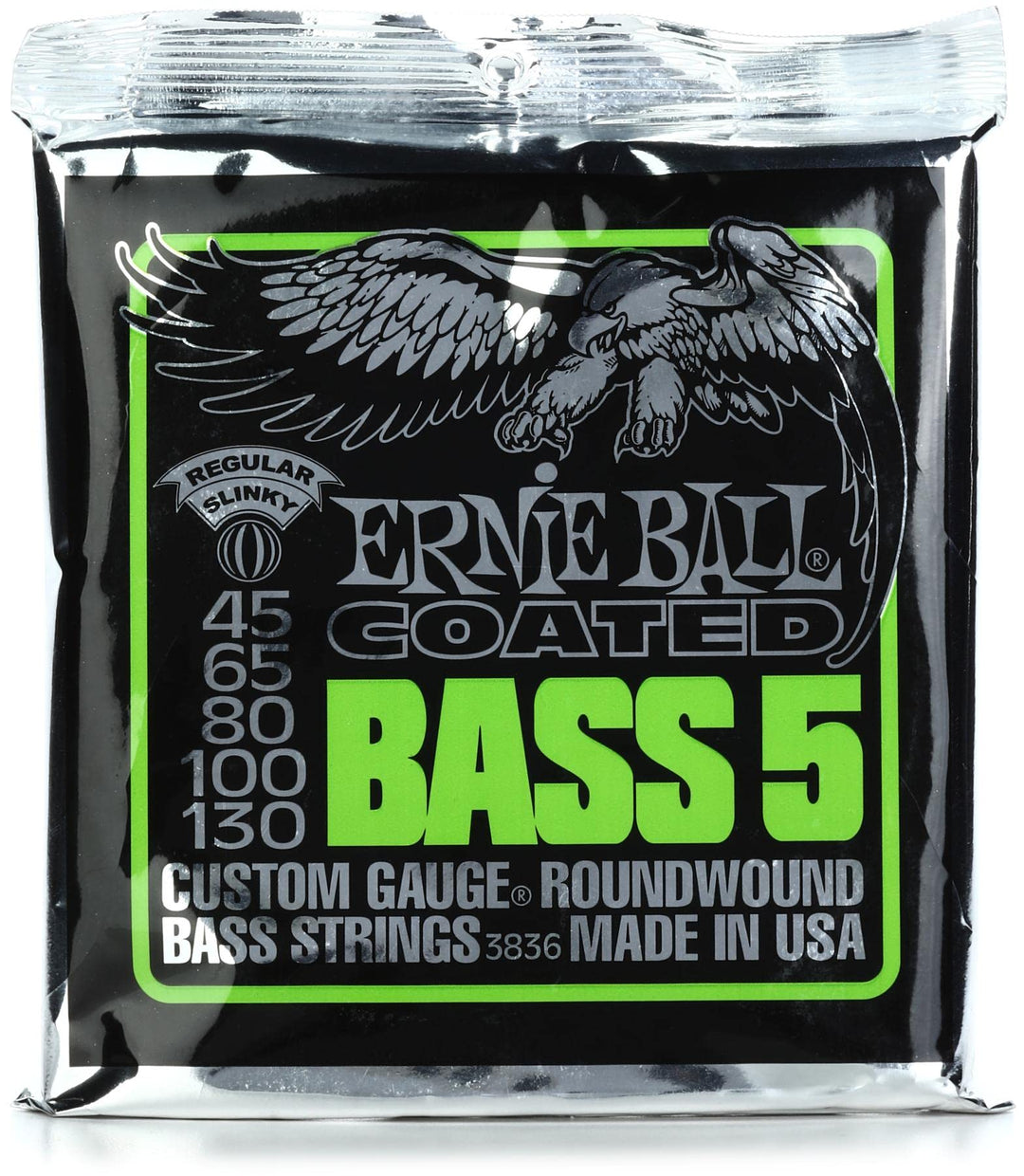 Ernie Ball Bass 5 Slinky Cobalt E-Bass-Saiten, Stärke 45-130 Regular (45–130) 5-Saiter, Regular (45–