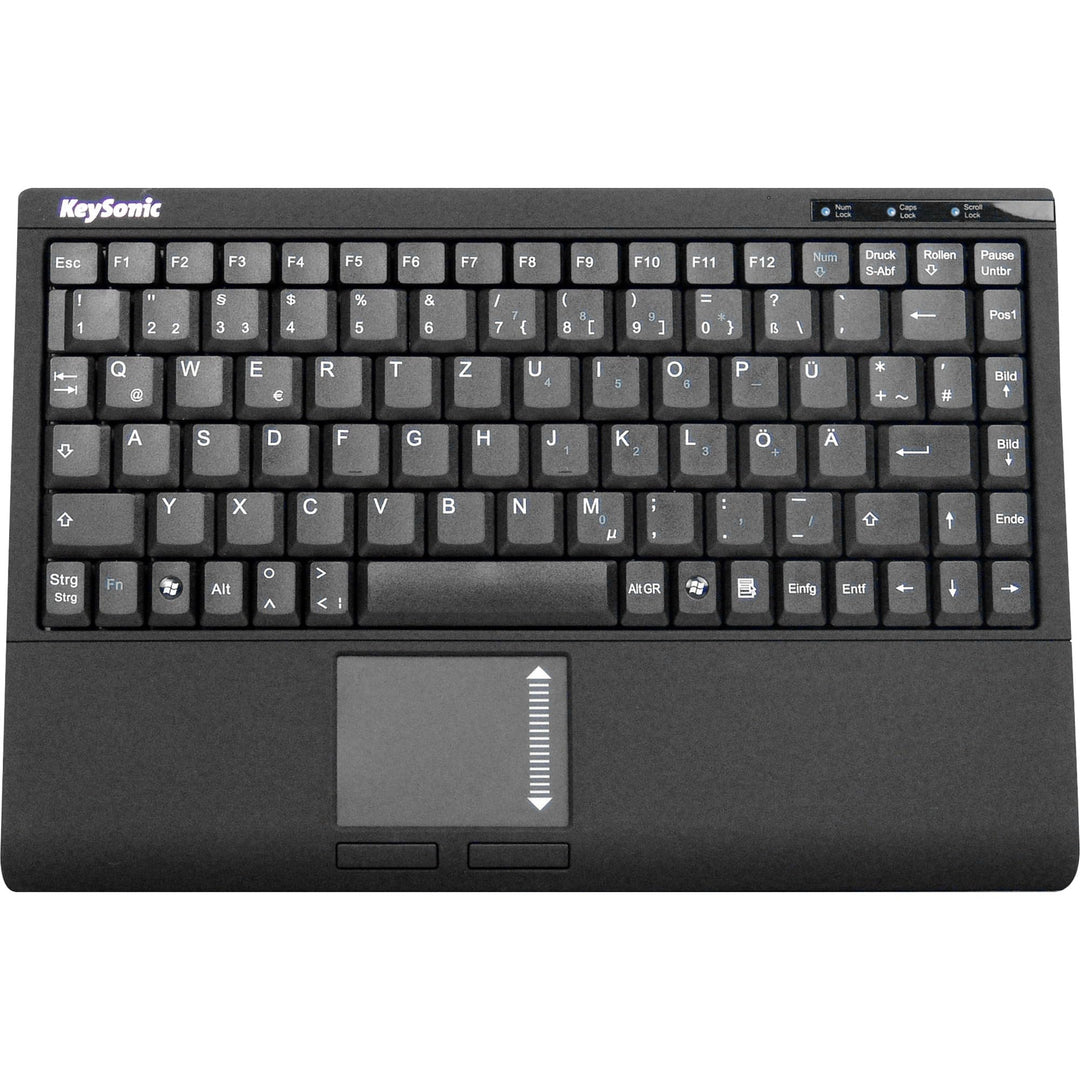 KeySonic USB Tastatur mit Touchpad, USB Kabel (2 m), kompaktes Layout, integriertes Nummernfeld, Sof