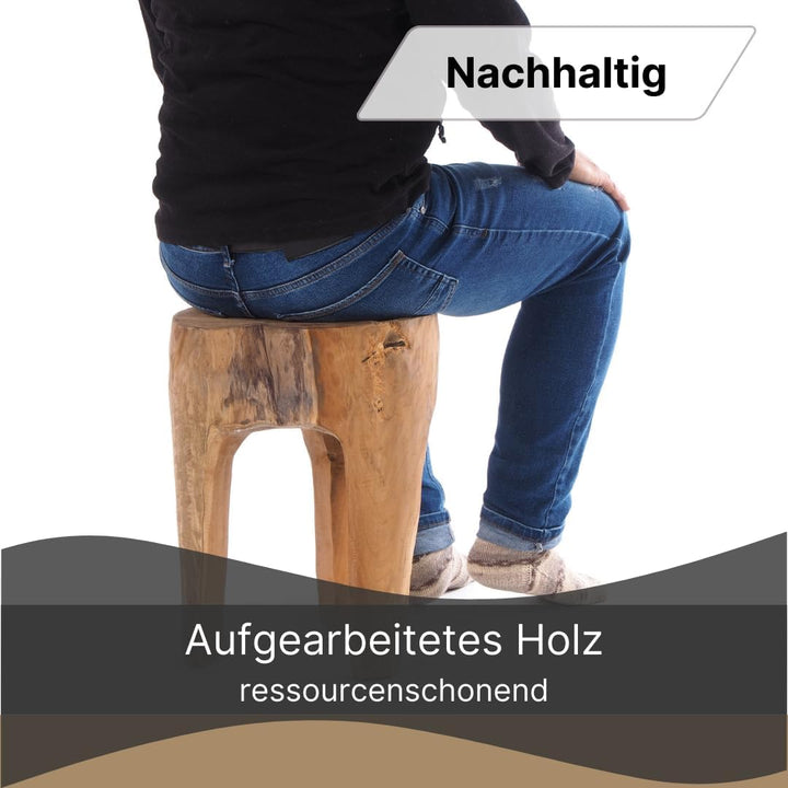 DESIGN DELIGHTS RUSTIKALER BAUMSTAMM HOCKER Log | 41x29x29 cm (HxBxT), Altholz, Natur | Sitzhocker L