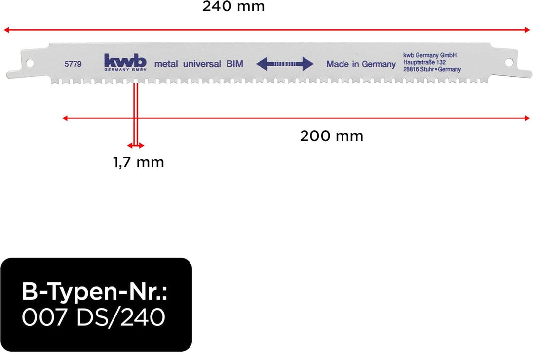 kwb Säbelsägeblätter mit Doppelschaft für die Metallbearbeitung, patentierte M-Verzahnung, präzision
