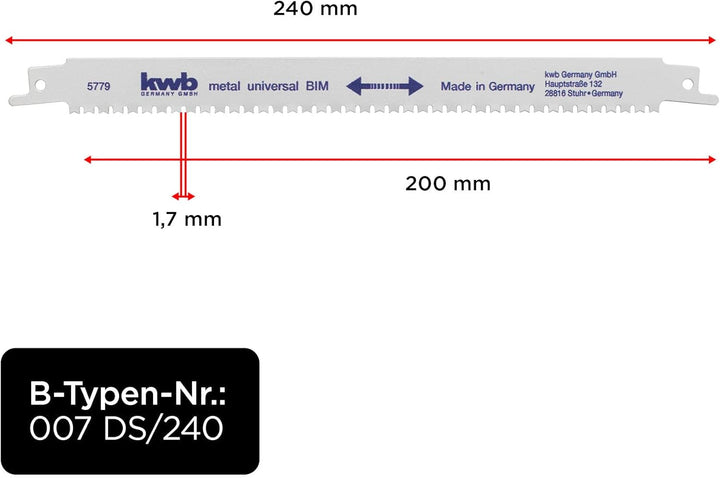 kwb Säbelsägeblätter mit Doppelschaft für die Metallbearbeitung, patentierte M-Verzahnung, präzision