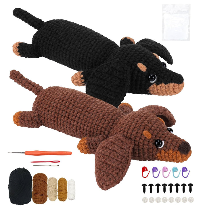 Häkelset für Anfänger, Häkelset Tiere mit Hundemotiv,Geeignet für Häkelset Kinder,Strickset für Erwa