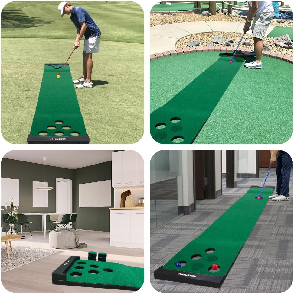 Kofull Golf Putting Matte Putting Green Indoor mit kostenlose 2 Putter + 6 Golfbälle Driving Schlagm