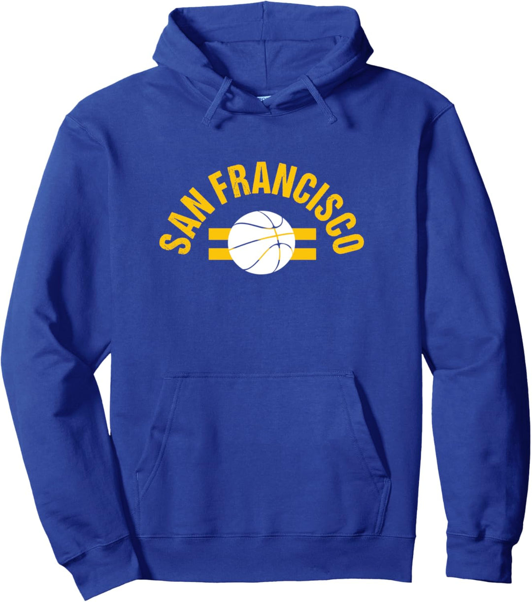 SF San Francisco Retro-Streifen Basketball-Design Vintage Pullover Hoodie