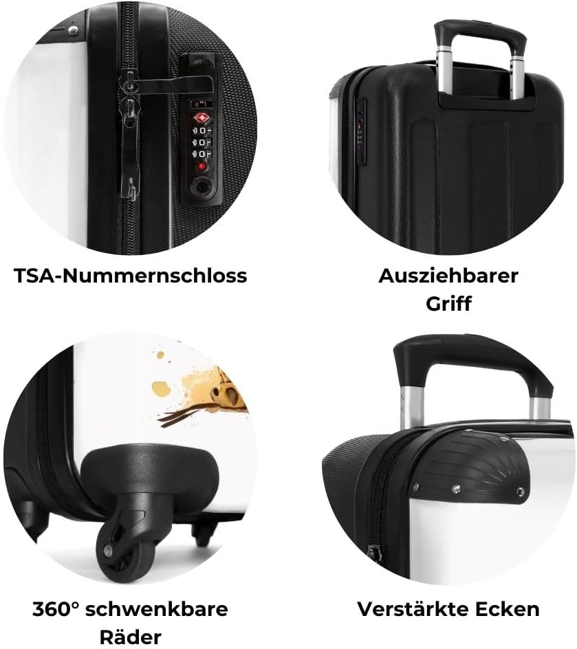 NoBoringSuitcases.com® Koffer Handgepäck Trolley Rollkoffer Kleine Reisekoffer mit 4 Rollen - Löwe -