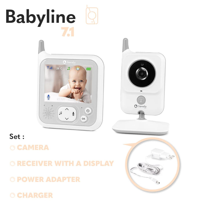 LIONELO Babyline 7.1 Babyphone mit Kamera und Empfänger, Reichweite bis zu 260 m, Kommunikation in b