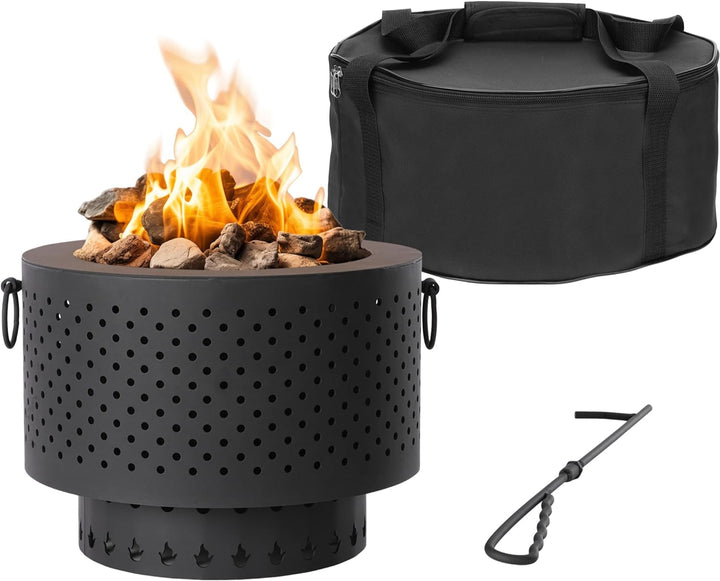 Navaris Feuerschale aus Gusseisen rauchfrei - smokeless Fire Pit Bonfire - rauchfreier Feuerkorb mit