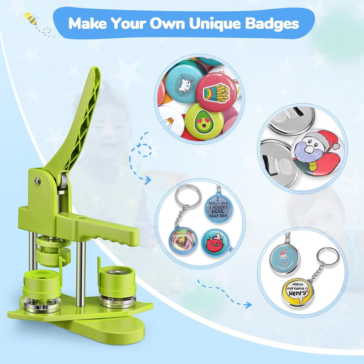 Buttonmaschine Button Maker 25+32+58 mm 300 Sets Kunststoff-Abzeichen-Nadelrücken Zimiking mit 10 Fl