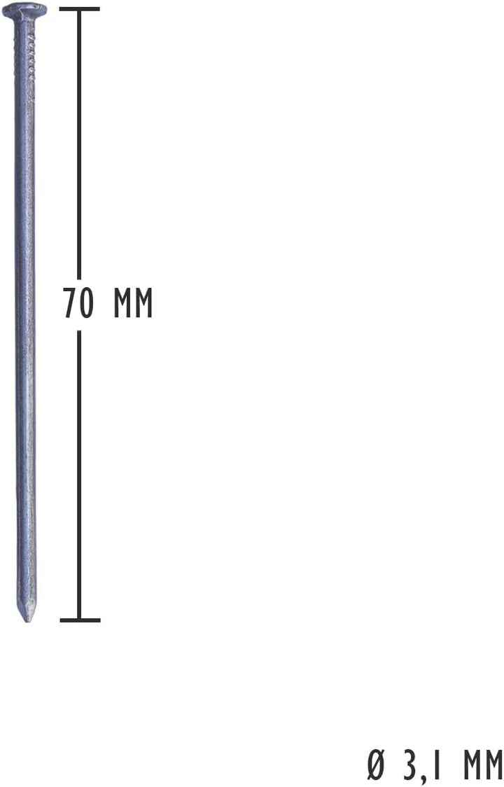 siwitec Drahtstifte blank, 5 kg, 3,1 x 70 mm, Bau- und Tischlerstifte, universell einsetzbare Drahtn