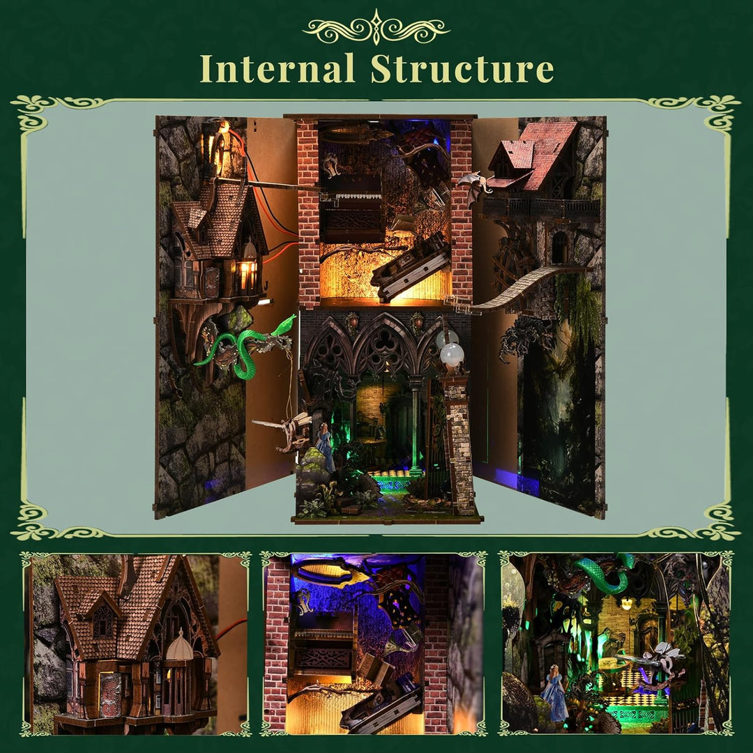 MiniCity Book Nook Kit, DIY Miniatur Puppenhaus Booknook Kit(Down The Rabbit-Hole Alice in Wonderlan