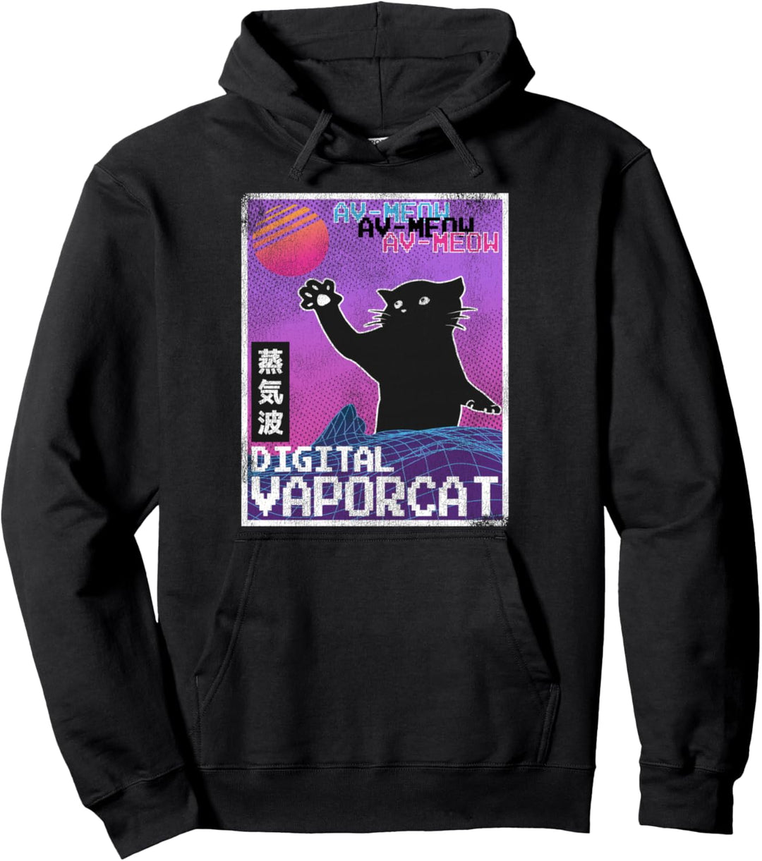 Japanische Vaporwave Ästhetische 90er Jahre Digital Vaporcat Retro 80er Jahre Pullover Hoodie