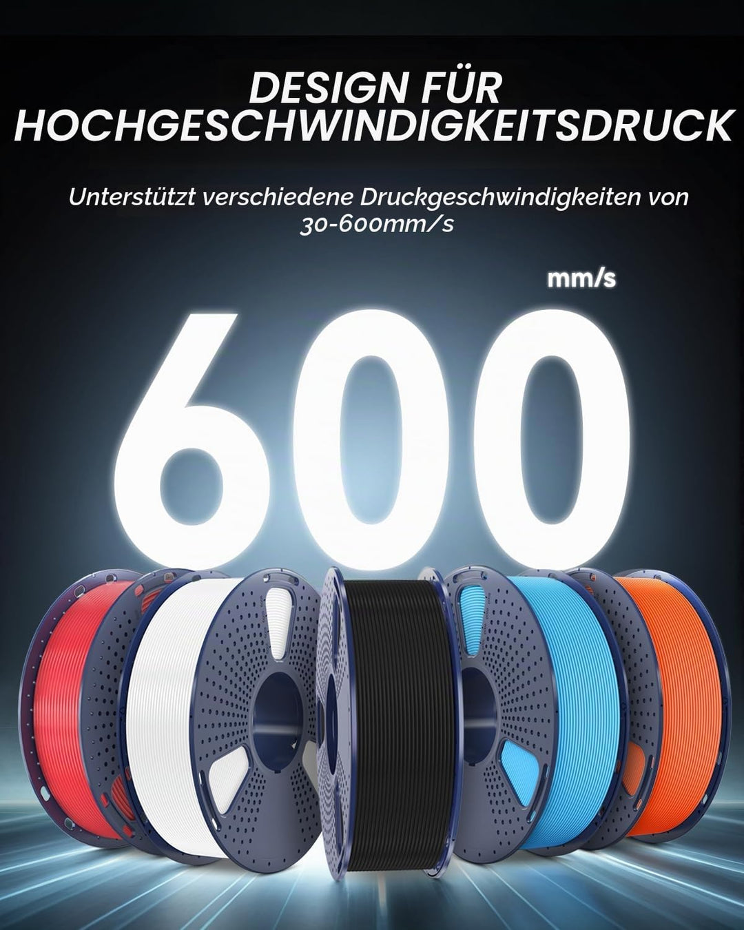SUNLU Rapid PETG 3D Filament 1.75 mm 1KG, Hohe Geschwindigkeit 30–600mm/s 3D Drucker Filament, Massg