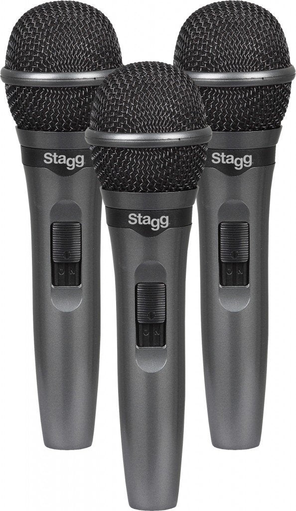 Stagg Live Stage Dynamisches Mikrofon (Set von 3) 50 Hz to 15 KHz Gesang und Instrumental - Standard