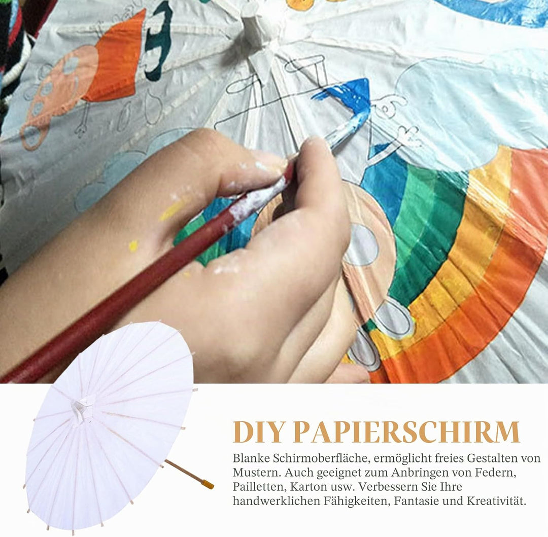 8 Stück Papierschirme für Hochzeiten, klassischer chinesischer Stil, 40, 6 cm, weisser Papierschirm,