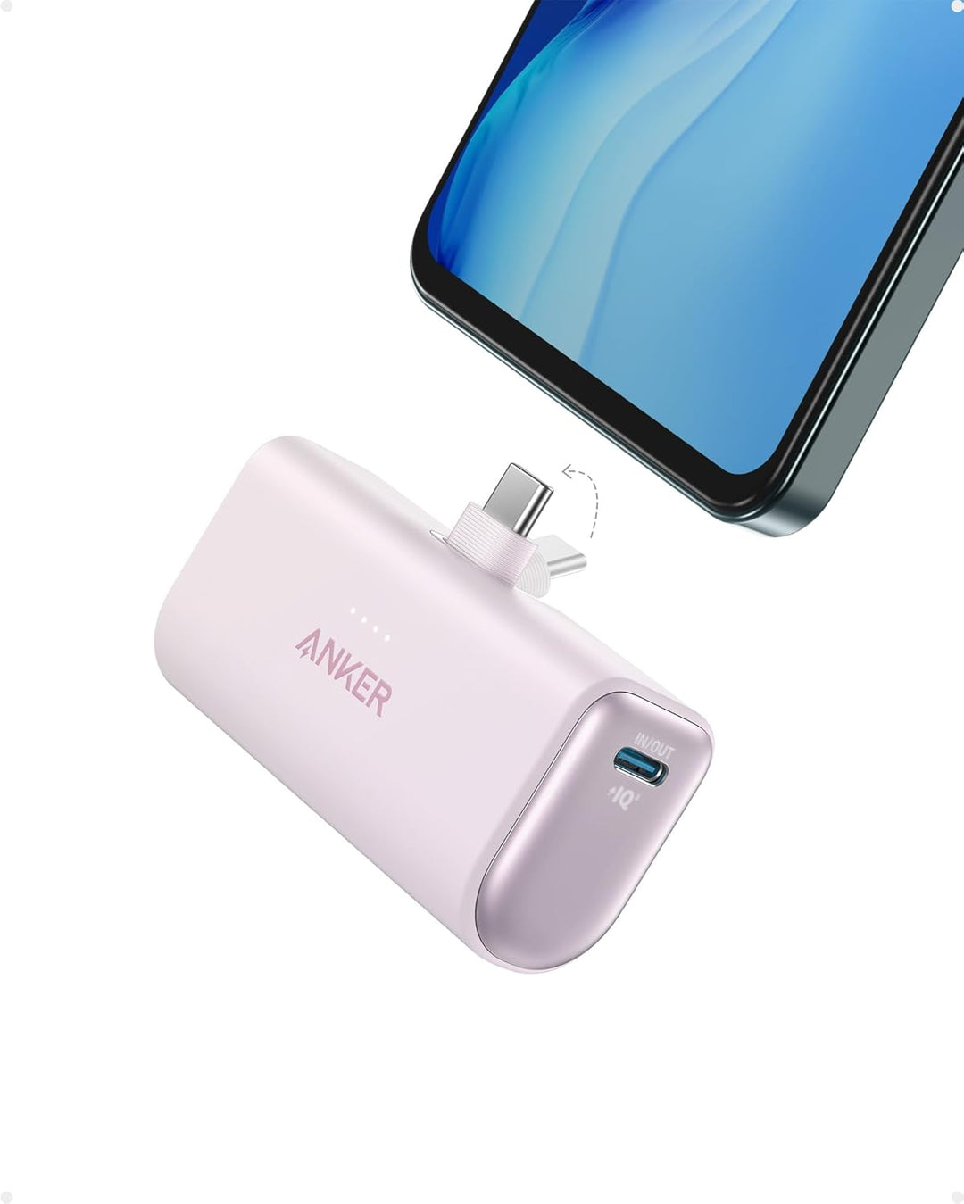Anker Nano Powerbank, 5000mAh Powerbank 22,5W, Integrierter Faltbarer USB-C Konnektor, Kompatibel mi
